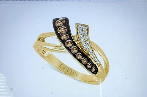 Ring 14 Karat Gelbgold champagnerfarbener Diamant und weißer Diamant Größe 7 1/4 Le Vian - Bild 1 von 1