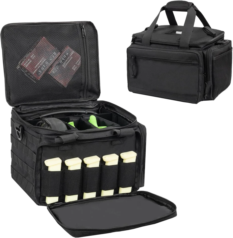 Tactical Pistol Range Bag for 4 Handguns, Shooting Duffle Bag with Lockable Zipp - Image 1 of 4