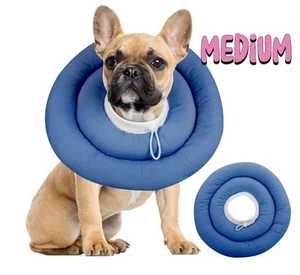 Pet Recovery Collar Cone Donut Dog Cats Surgery Adjustable Comfy Medium Blue - Picture 1 of 8