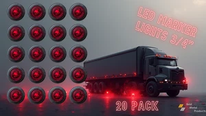 (20) Red 3/4" LED Marker Lights - J-53-R24 - Trailer 12V 1500702 - Picture 1 of 6