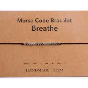 Morse Code Silver Plated Beaded BREATHE Bracelet - Picture 1 of 3