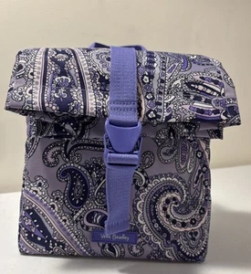 Bolsa de almuerzo VERA BRADLEY púrpura cachemira aislada plegable sobre la parte superior ajustable - Imagen 1 de 10