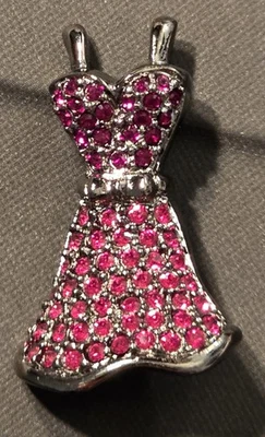 Swarovski Signed Swan Logo Crystal Little Red  Dress Brooch/Pin  From Austria  - Image 1 of 4