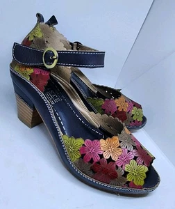 Spring Step L'Artiste AVNIA Talla 37 7 Coloridas Flores Correa al Tobillo Sandalias Zapatos - Imagen 1 de 8