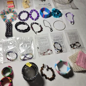 25 items: Mostly Bracelets w/Tiara & Pearl Sleeve Garters Chain Elastic SOME NEW - Picture 1 of 24