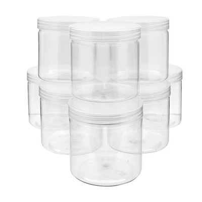 BRIGHT CREATIONS Slime Containers with Lids - 8 Pack 12 oz Clear Plastic Jars for Kids DIY Crafts