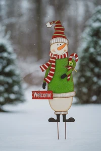 Glitzhome 36" Metal Snowman Yard Stake or Wall Decor Christmas Outdoor NIB (1-1) - Picture 1 of 3