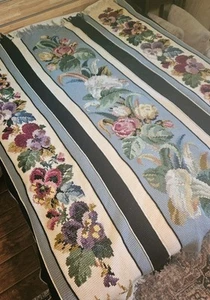 Vintage Handmade Floral Crochet Knit Cross Stitch Afghan Blanket 70x86 - Picture 1 of 8