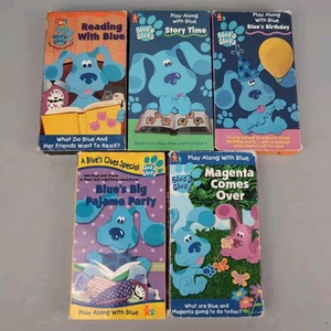 Blue's Clues VHS LOT Nick Jr - Reading With Blue Story Time Pajama Party Magenta - Picture 1 of 5