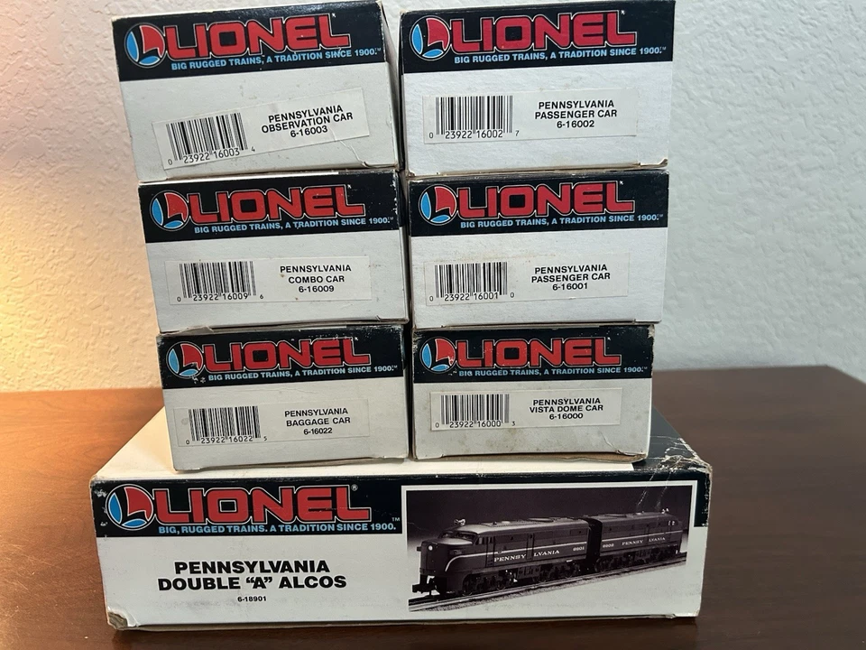 LIONEL PRR 6-18901 AA Alcos + 6 Passenger Cars - O Gauge - 1987 - NICE - C8 - Image 1 of 4