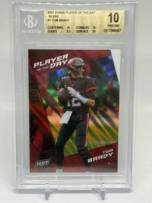 TOM BRADY 2021 PANINI PLAYER OF THE DAY SILVER BGS 10 PRISTINE POP 1 BUCS HOF - Image 1 of 2