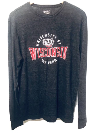 University of WISCONSIN BADGERS, Bucky Badger Logo NCAA Long Sleeve Shirt size L Cover