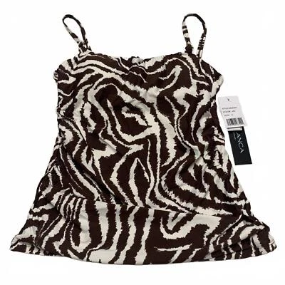 La Blanca Women's Sz 6 Zebra Brown Tan Print Tankini Top Built in Bra Support - Image 1 of 4