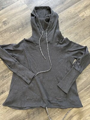 Betsey Johnson Gris Sudadera con Capucha Costuras Crudas Manga Larga Jersey Sudadera con Capucha Talla Grande Foto 1 de 4