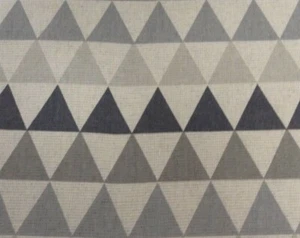 Pyramids Triangles Fabric Greys Linen Cotton 280c wide CurtainUpholstery Blind - Picture 1 of 5