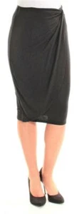 BAR III Women's BLACK Knee-Length Gathered WRAP SKIRT SZ XS NWT - Picture 1 of 3