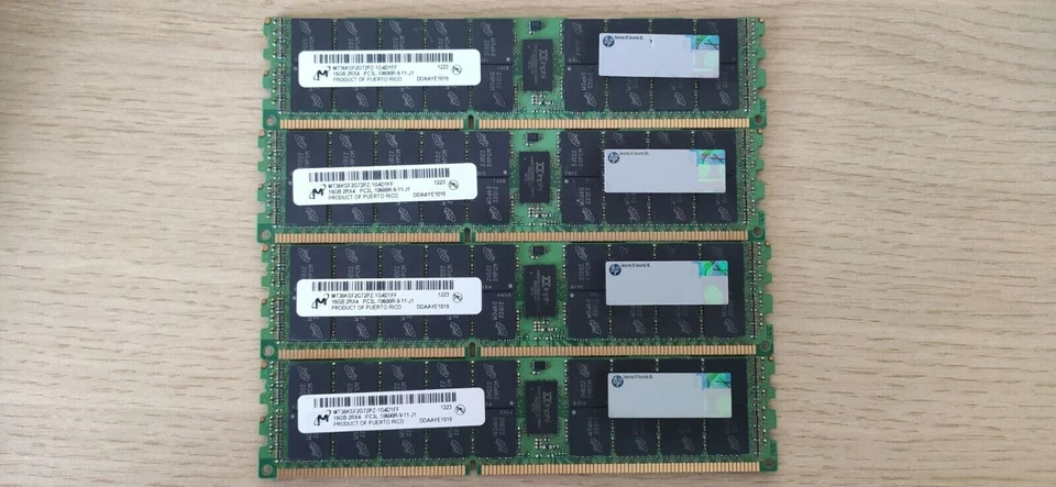 Memoria RAM del server registrata Micron DDR3 PC3-10600 64GB(16Gbx4) - Immagine 1 di 1