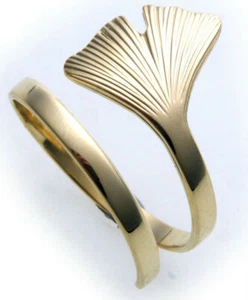 Anillo hoja de ginkgo 333 oro 8kt hoja de ginkgo calidad unisex oro amarillo - Imagen 1 de 1
