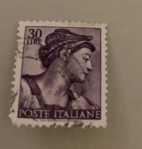 RARE ITALY 1961/ 30 lire Michelangiolesca, fili.905/II I tipo stelle verticali - Picture 1 of 3