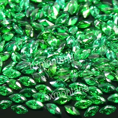 Lote de 100 Piezas Gemas Limpias Ojos Marquesa Natural MUZO Verde Esmeralda Calibradas 3x1.5 Foto 1 de 4