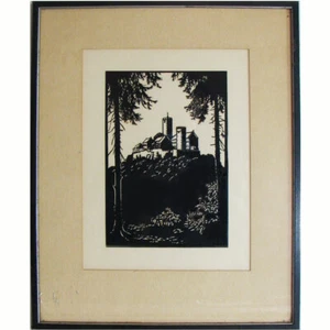 Vtg Farm Silhouette Cut Paper Landscape Framed Scissor Art 12"x15" Unsigned Mint - Picture 1 of 5