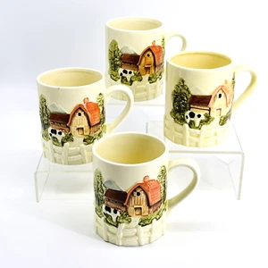 VTG LOT OF 4 MARKS & ROSENFELD FARMHOUSE 3D COFFE MUG-RUSTIC-BARN-COUNTRY (LotB) - Picture 1 of 12
