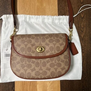 Coach Willow Saddle Schultertasche Crossbody Signature Canvas TAN RUST CA093 NEU - Bild 1 von 18