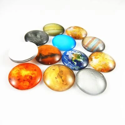 Multi-Option Colorful Glass Cameo Cosmic Planet Pattern Jewelry Making Cabochons - Image 1 of 4