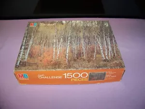 Vtg Milton Bradley Super Challenge 1500pc jigsaw puzzle 4770-12 Aspen Trees CO - Picture 1 of 3