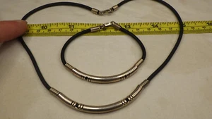 Vintage Sterling Silver .955 Parure Mexico Necklace Bracelet Set by Scorcia - Picture 1 of 8