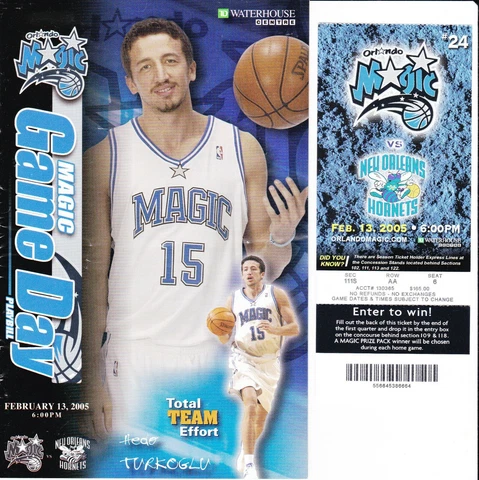 Orlando Magic NBA Basketball Game Day Booklet, Ticket 2005 Hedo Turkoglu Cover