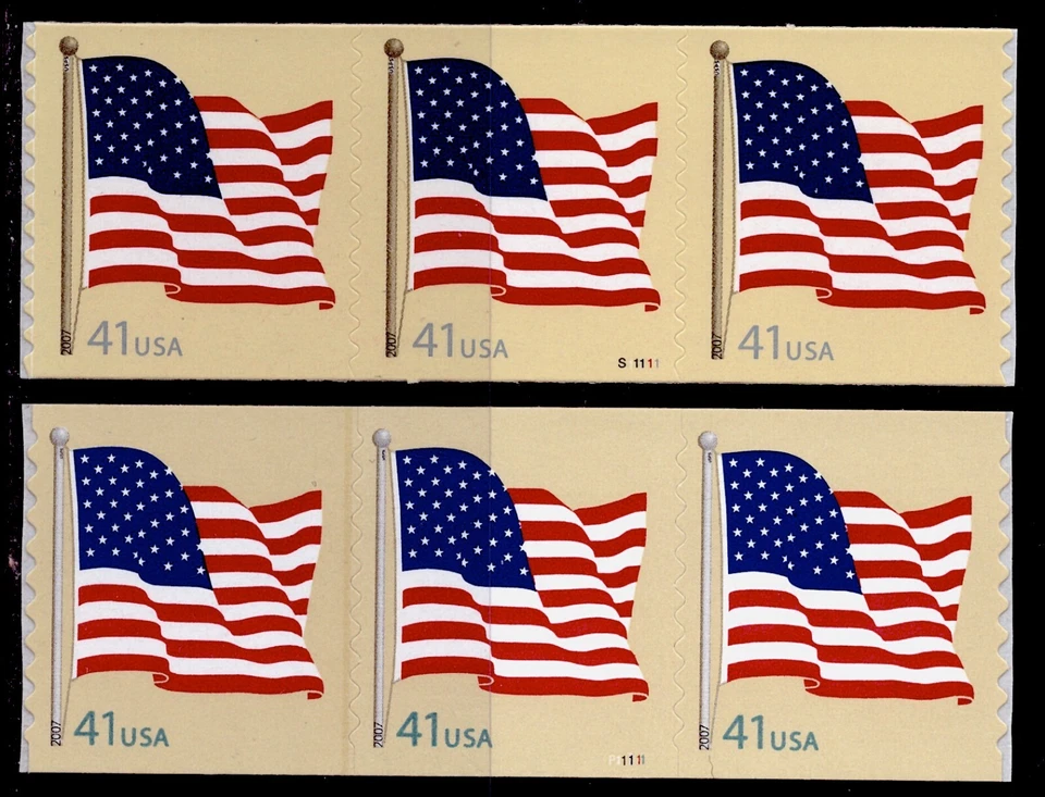 U.S. #4186 and #4187 41c Flag (2007), MNH PNC3 [2] - Image 1 of 1