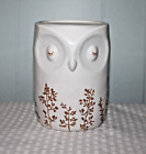 BATH & BODY WORKS LARGE WHITE TERRACOTTA OWL PEDESTAL 3 WICK CANDLE HOLDER  NWT