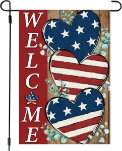 4Th of July Garden Flag,Welcome Patriotic Garden Flag 12X18 Inch Double Sided Me - Picture 1 of 7