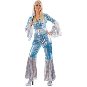 Ladies Waterloo Fancy Dress Costume 70s Pop Musical Blue Retro Disco Adults - Picture 1 of 1