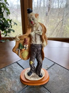 Vintage See Me Christmas Hobo Clown Figure Wood Base 10” - Picture 1 of 8