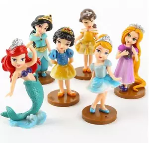 Disney Princess 6 Piece Figure Set Lot Cake Toppers Decoration Ariel Rapunzel A7 - Foto 1 di 4