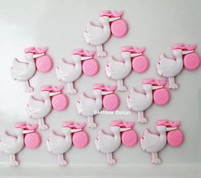 24 pcs MINI Stork BABY SHOWER FAVORS RECUERDOS It's A Girl Pink Gender Reveal - Image 1 of 4