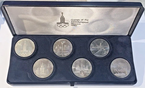 1980 Olympic Games Moscow 6 Coin Set In Case Cover