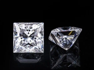 7x7 MM Moissanite VVS1 D Excellent Brilliant Princess Square Pair For Earrings - Picture 1 of 10