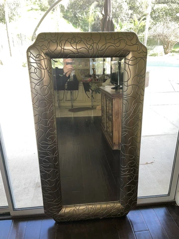 Hollywood Regency Style Incised Design Gold Mirror Cover
