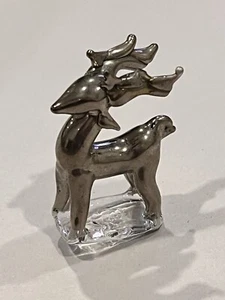 Vintage Miniature Mercury Glass Reindeer Buck Stag Figurine 2”T x 1”L Flaw See - Picture 1 of 11