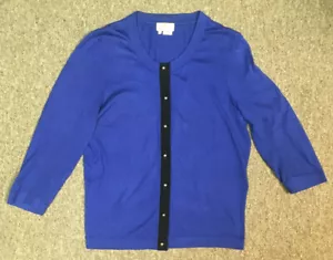 Kate Spade Silk Cotton 3/4 Sleeve Cardigan Sweater, Cobalt Blue, M - Picture 1 of 5