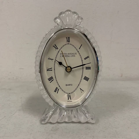 Fifth Avenue Crystal LTD Crystal Clear Table Top/Mantel Quartz Clock, 5.5" Cover