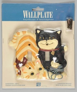 Vintage Figi Cats 3D Wallplate Double Light Switch Cover 1997 NEW in Package - Picture 1 of 2