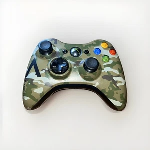 Xbox 360 Green Camouflage Camo Special Edition Halo Controller - Tested Works - Picture 1 of 5