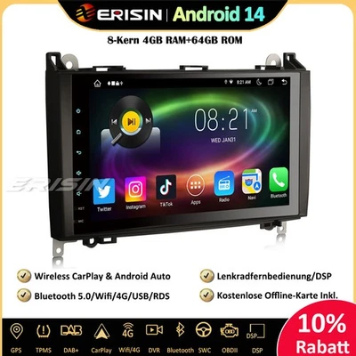 DAB Android 14 Autoradio GPS Mercedes A/B Klasse W169 W24 Sprinter Viano Crafter - Bild 1 von 4