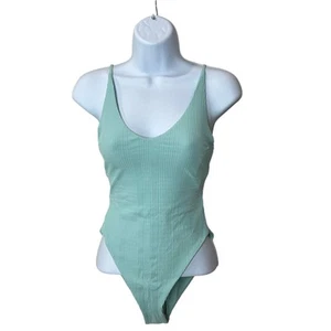 Traje de baño L*Space Pointelle Rib Gianna recorte trasero de una pieza verde para mujer 6 nuevo con etiquetas - Imagen 1 de 9