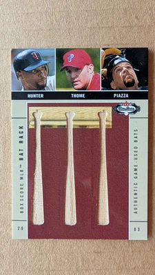 2003 Fleer Box Score HUNTER/ THOME/ PIAZZA BAT RACK Card 184/250 TWINS, METS bb - Image 1 of 2