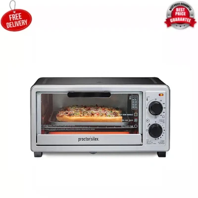 Horno tostador Proctor Silex de 4 rebanadas con asador negro compacto de cocción rápida de lujo Foto 1 de 4